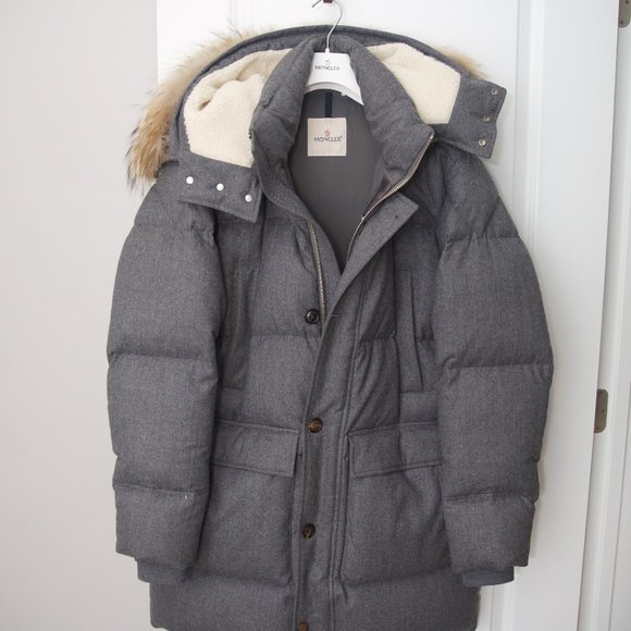 MONCLER Men's Vilaine Longline Fur-Trim Parka Size 5 (XXL) - Picture 4 of 16